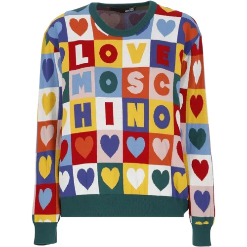 Round-neck Knitwear, female, , Size: 2XS Multicolor Round Neck Sweaters - Love Moschino - Modalova