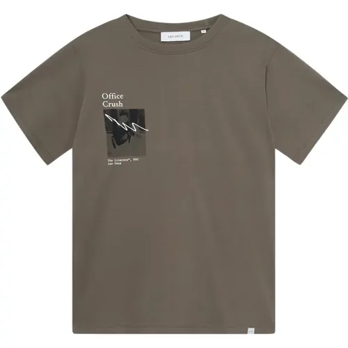 Kunstdruck Baumwoll T-Shirt , Herren, Größe: S - Les Deux - Modalova