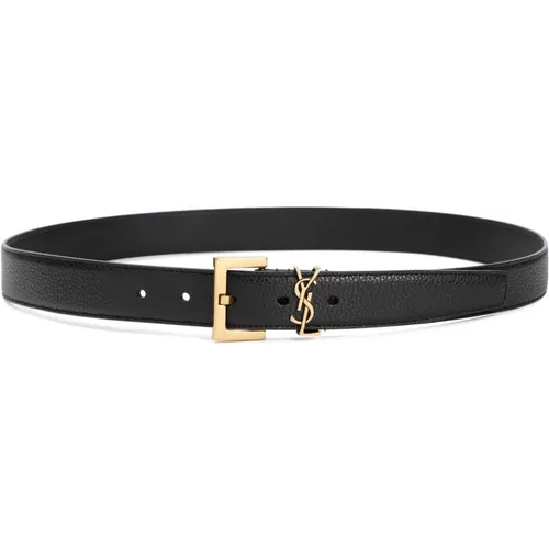 Belts, male, , Size: 100 CM Leather Belt - Saint Laurent - Modalova