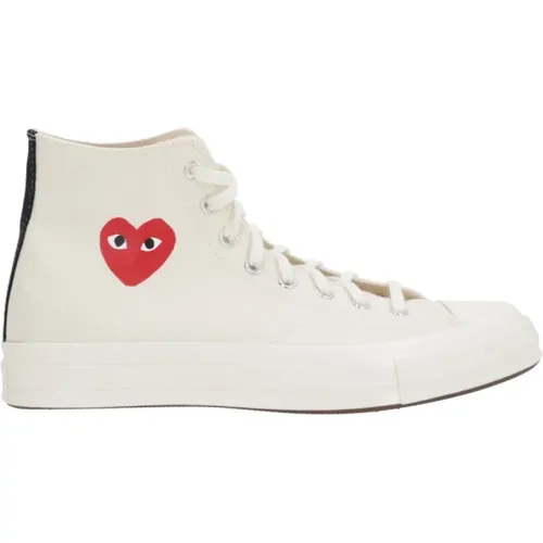 Sneakers, male, , Size: 12 US Heart Print High-Top Canvas Sneakers - Comme des Garçons Play - Modalova