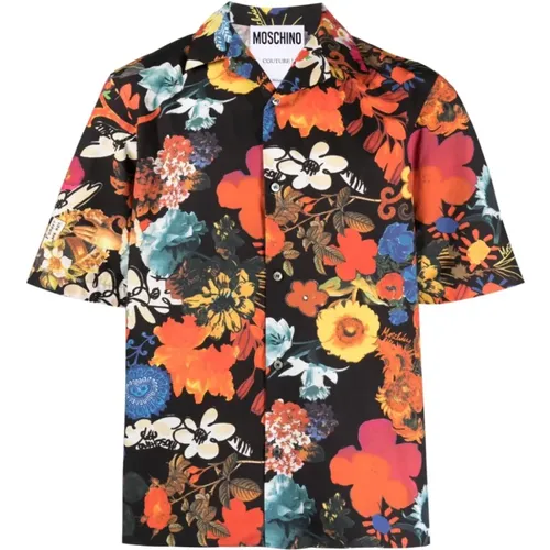 Floral Print Camp Collar Shirt , male, Sizes: 2XL, XL, L - Moschino - Modalova