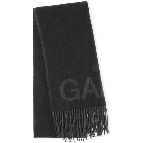 Classic Fringed Wool Scarf , female, Sizes: ONE SIZE - Ganni - Modalova