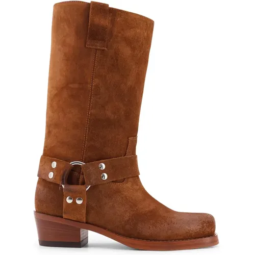 Cowboy Boots, female, , Size: 7 1/2 US Suede Boots with Metal Ring Detail - Paris Texas - Modalova