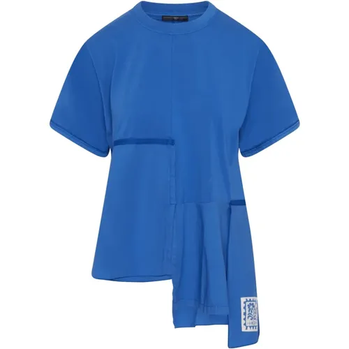 Shuffle - Asymmetrisches T-Shirt aus Jersey und Popeline , Damen, Größe: XL - High - Modalova