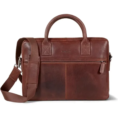 Braune Leder-Laptoptasche , Herren, Größe: ONE Size - Howard London - Modalova