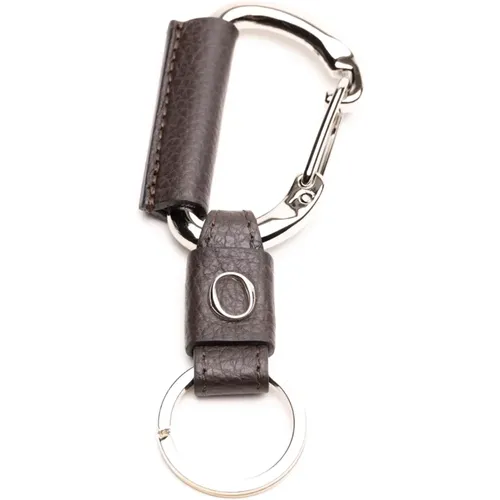 Keyrings, male, , Size: ONE SIZE Leather Keychains Ebony - Orciani - Modalova