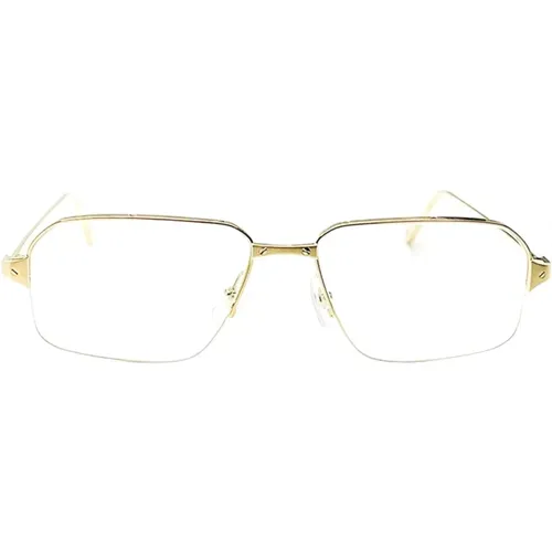 Mens Semi-Rimless Square Eyeglasses in Gold , male, Sizes: 55 MM - Cartier - Modalova