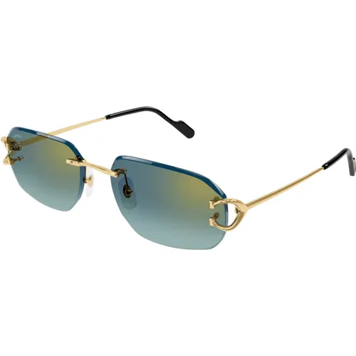 Sunglasses, male, , Size: 58 MM Gold Sunglasses with Accessories - Cartier - Modalova