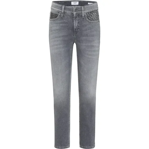 Grey Cropped Jeans with Glimmer Details , female, Sizes: 2XL, XL, L, XS - CAMBIO - Modalova