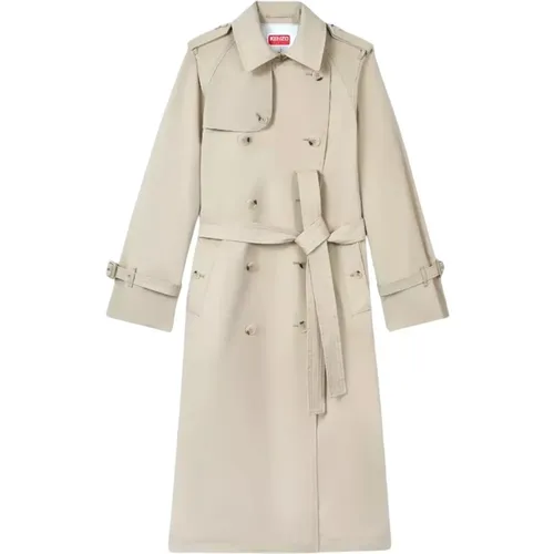 Trench Coats, female, , Size: S Trench Coat with Epaulettes - Kenzo - Modalova