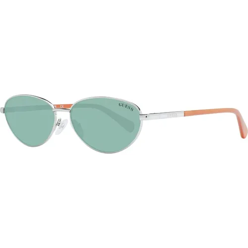 Sunglasses, unisex, , Size: ONE SIZE Silver Unisex Sunglasses Oval Green Lens - Guess - Modalova