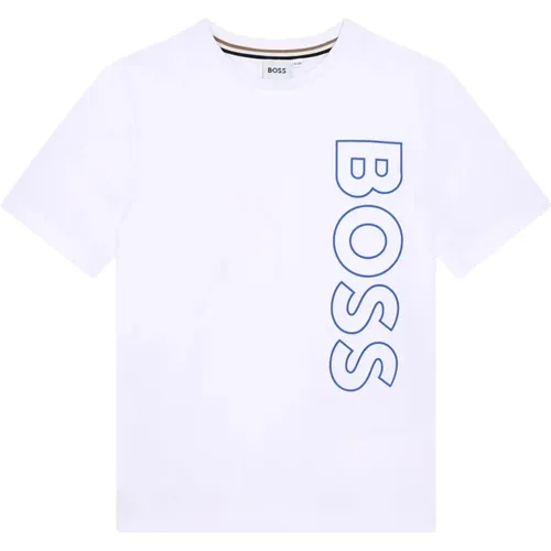 Weißes Crew Neck T-shirt Front Logo - Hugo Boss - Modalova