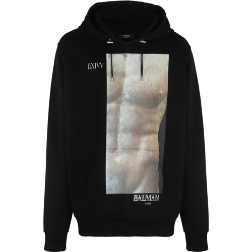 Statue print hoodie , male, Sizes: M, L, S, XL - Balmain - Modalova