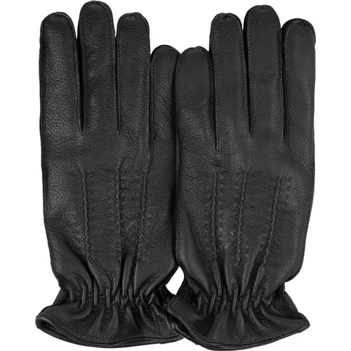 Gloves, male, , Size: 9 1/2 IN Leather Drummed Gloves with Wool/Cashmere Lining - Orciani - Modalova