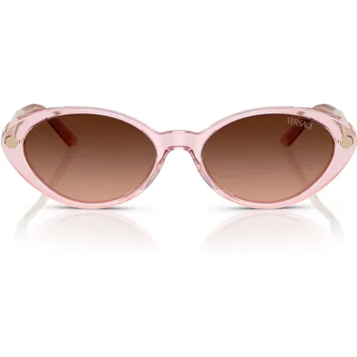 Ovale Sonnenbrille mit rosa Verlaufslinse , unisex, Größe: 54 MM - Versace - Modalova