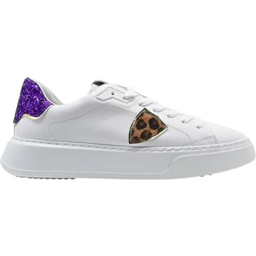 Sneakers, male, , Size: 4 US Low Glitter Sneakers in Violet - Philippe Model - Modalova