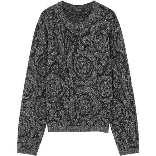 Jacquard Crew Neck Sweater , male, Sizes: 2XL, XL, M, L - Versace - Modalova