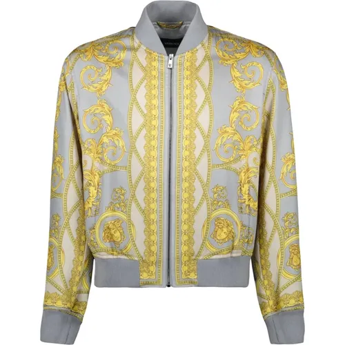 Bomber Jackets, male, , Size: L Blue Gods Coupe Bomber Jacket - Versace - Modalova