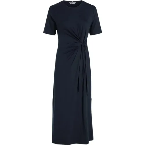 Midi Dress with Side Knot Detail , female, Sizes: L - Tommy Hilfiger - Modalova