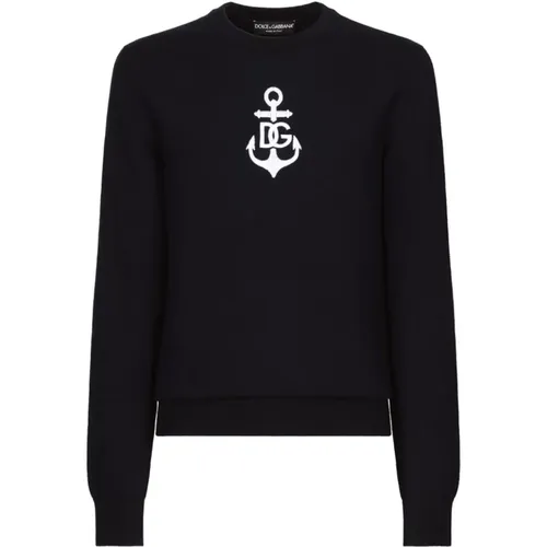 Knitted Sweater with Logo Embroidery , male, Sizes: L - Dolce & Gabbana - Modalova