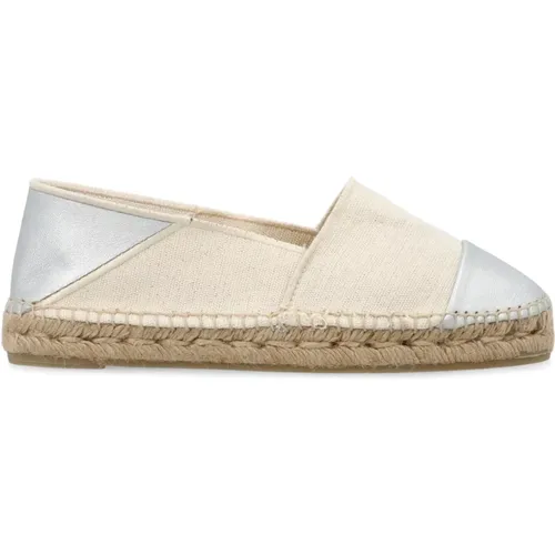 Espadrilles, female, , Size: 6 US Flat Cotton Espadrilles Avorio Silver - Castañer - Modalova