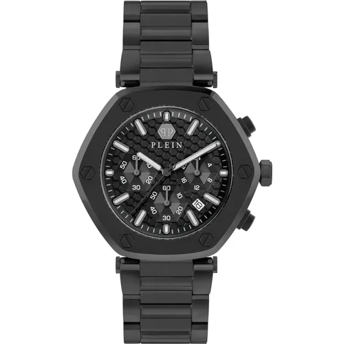 Watches, male, , Size: ONE SIZE Hexagon Chrono Stainless Steel Watch - Philipp Plein - Modalova