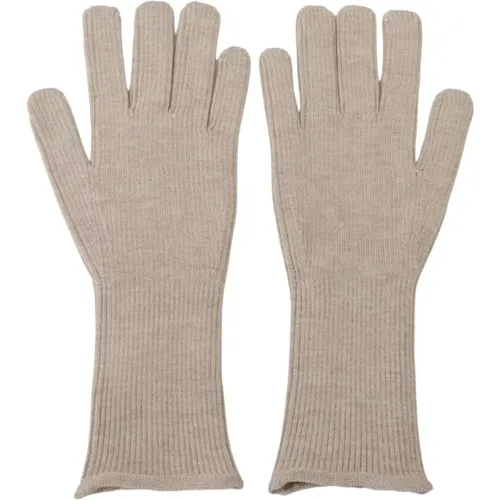 Gloves, male, , Size: 9 IN Luxury Ivory Cashmere Silk Gloves - Dolce & Gabbana - Modalova