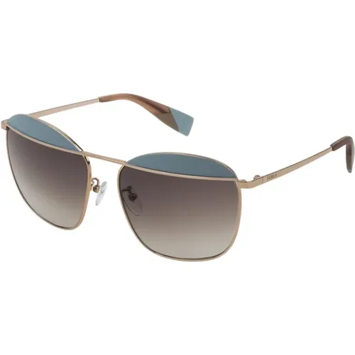 Bronze Blue Gradient Sunglasses , female, Sizes: 59 MM - Furla - Modalova