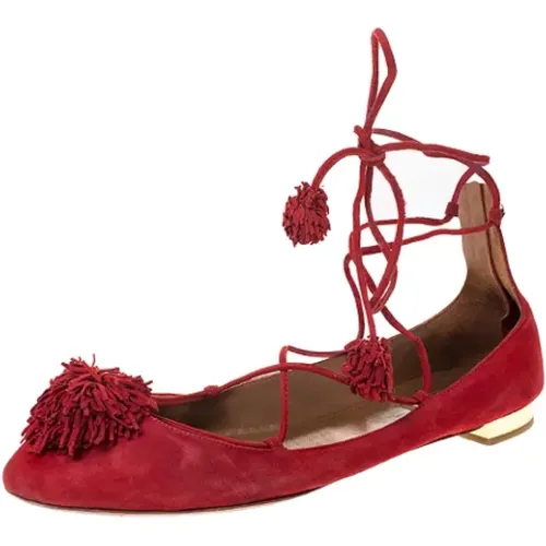 Pre-owned Flats, female, , Size: 10 1/2 US Pre-owned Suede flats - Aquazzura Pre-owned - Modalova