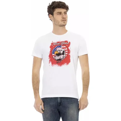 Weißes Baumwoll-T-Shirt mit Frontdruck - Trussardi - Modalova
