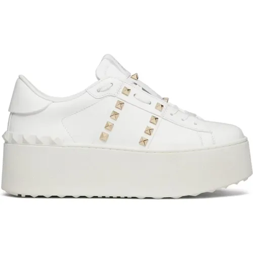 Weiße Leder Sneakers mit Logo , Damen, Größe: 40 EU - Valentino Garavani - Modalova