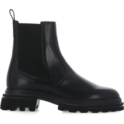 Schwarze Leder Chelsea Boots mit Erhöhter Sohle , Damen, Größe: 38 1/2 EU - Hogan - Modalova