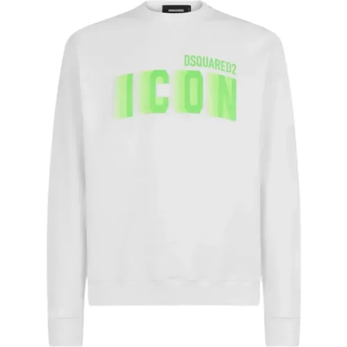 Sweatshirts, male, , Size: M Neon Green Icon Round Neck Sweatshirt - Dsquared2 - Modalova