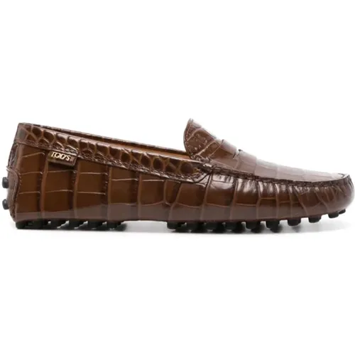 Crocodile Effect Flat Shoes , female, Sizes: 3 1/2 UK, 5 1/2 UK, 6 UK, 3 UK, 5 UK, 4 UK, 4 1/2 UK - TOD'S - Modalova