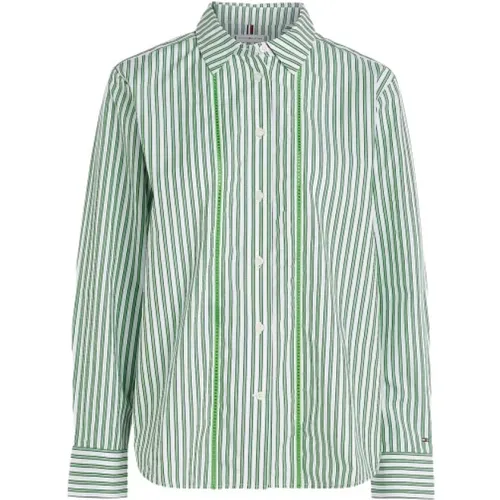 Shirts, female, , Size: M Striped Poplin Shirt - Tommy Hilfiger - Modalova