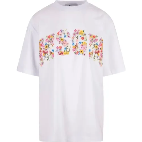 Lila T-Shirt mit einzigartigem Stil , Damen, Größe: XS - MSGM - Modalova