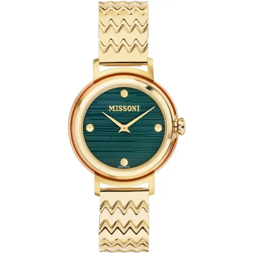 Watches, female, , Size: ONE SIZE Fiammato Green Stainless Steel Watch - Missoni - Modalova