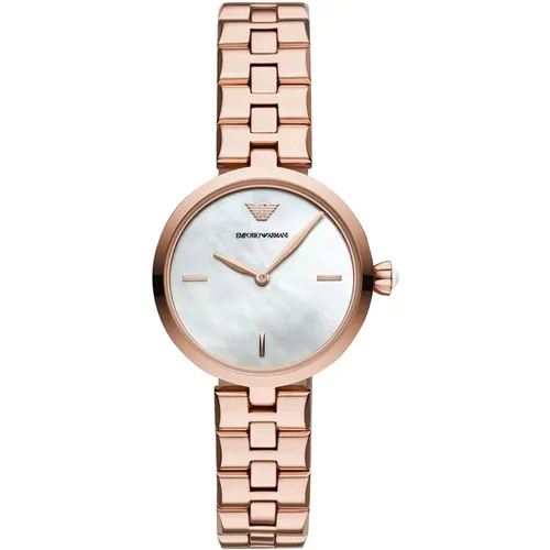 Watches, unisex, , Size: ONE SIZE Luxury Quartz Watch with Rose Gold Stainless Steel Strap - Emporio Armani - Modalova