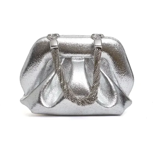 Handbags, female, , Size: ONE SIZE Silver Chain Handle Clutch Bag - THEMOIRè - Modalova