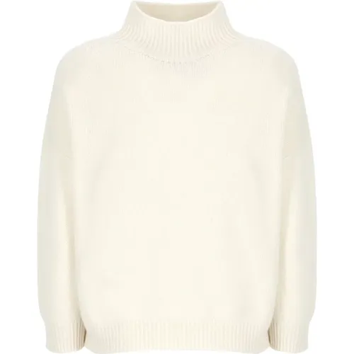 Ivory Wool Cashmere Sweater High Neck , female, Sizes: S - Vanisé - Modalova