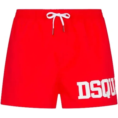 Rote Boxer-Badebekleidung - Midi-Stil , Herren, Größe: XL - Dsquared2 - Modalova