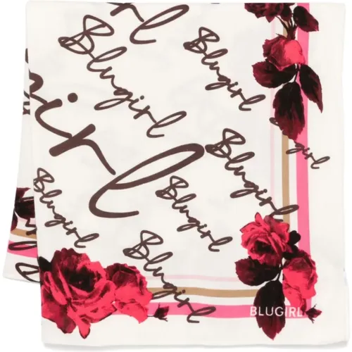 Rose Print Logo Scarf , female, Sizes: ONE SIZE - Blugirl - Modalova