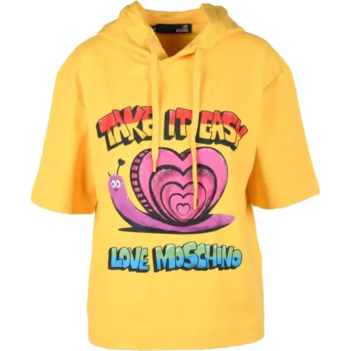 Hoodies, female, , Size: M Cotton Spandex Stylish Top - Love Moschino - Modalova