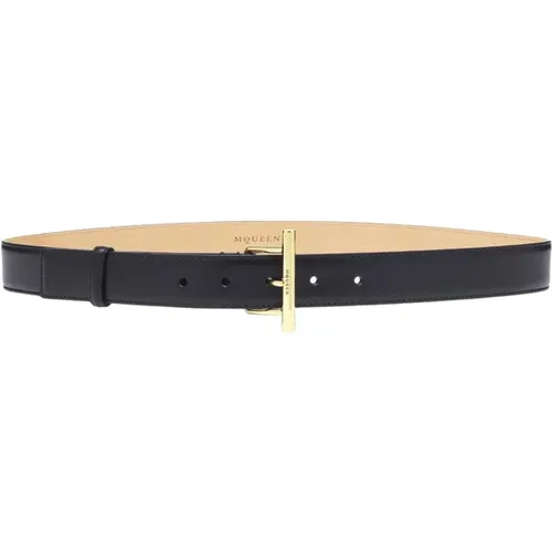 Calfskin Belt with Gold Finish , female, Sizes: 70 CM, 80 CM, 75 CM - alexander mcqueen - Modalova