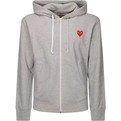 Zip-throughs, male, , Size: XL Zip Hoodie with Heart Print - Comme des Garçons Play - Modalova