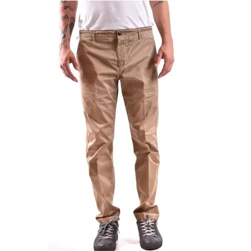 Chinos, male, , Size: W34 Cotton Trousers with Zip Pockets - Dondup - Modalova