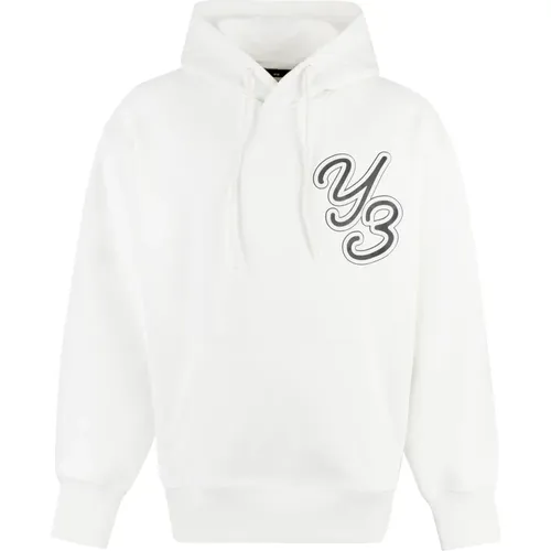 Logo Print Hoodie mit gerippten Bündchen , Herren, Größe: L - Y-3 - Modalova