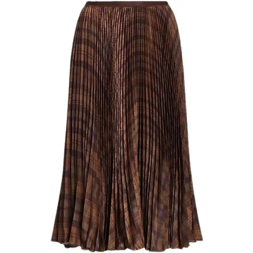 Checked A-Line Midi Skirt with Pleats , female, Sizes: M, L, XS - Polo Ralph Lauren - Modalova