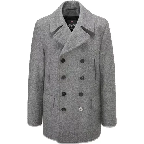 Double-Breasted Coats, male, , Size: XS Churchill Reefer Peacoat Grey-XS - Gloverall - Modalova