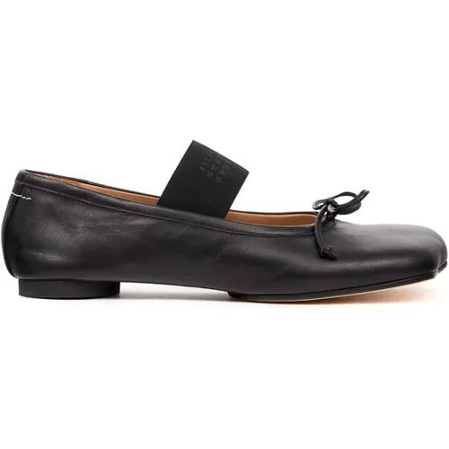 Ballerinas, female, , Size: 7 1/2 US Leather Slip-On Shoes - MM6 Maison Margiela - Modalova